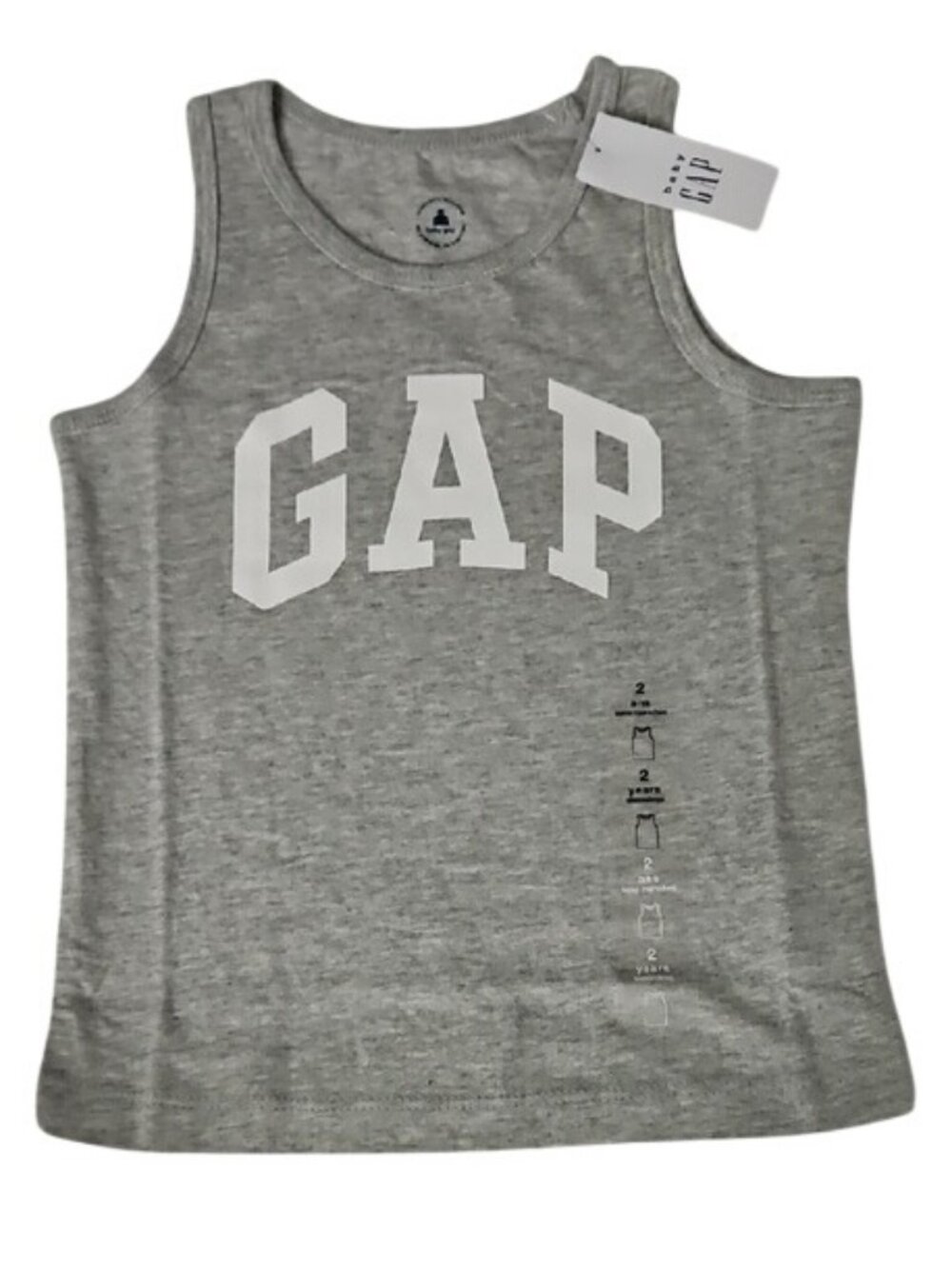 Baby Gap Logo Tank Top Size 2 Years New Gray Boy's Casual Summer Preppy